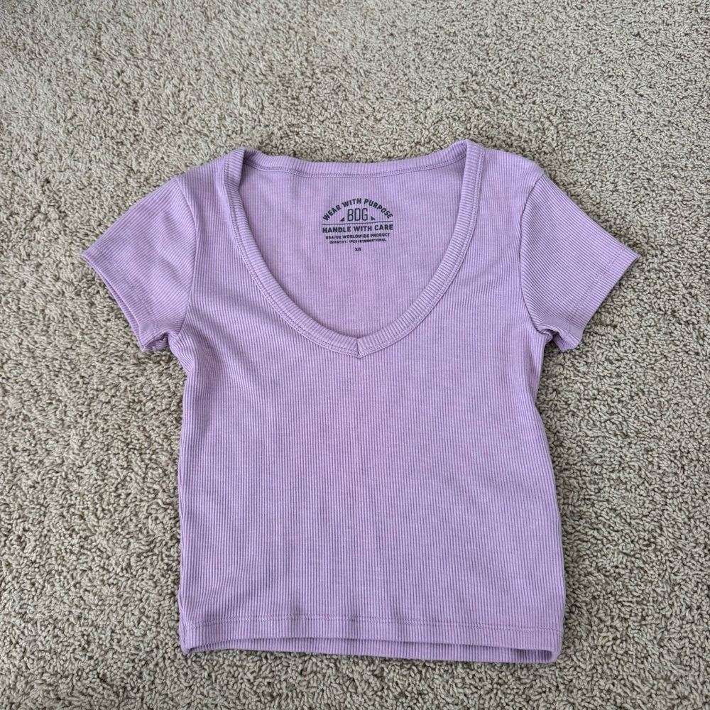 Purple BDG v-neck tee